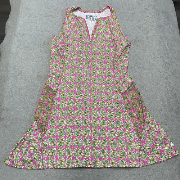 IBKUL Dresses & Skirts - Ibkul Dress Small Pink Pineapple Print Performance Golf Pickleball UPF 50+